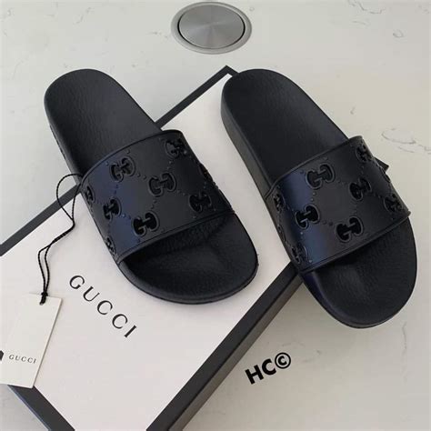 diamond crystal gucci slides|all black gucci slides women's.